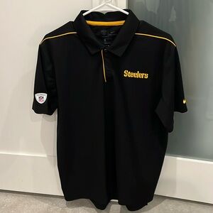 Nike - Men’s Sz. L Black Yellow Steelers NFL Equipment Dri-Fit Polo